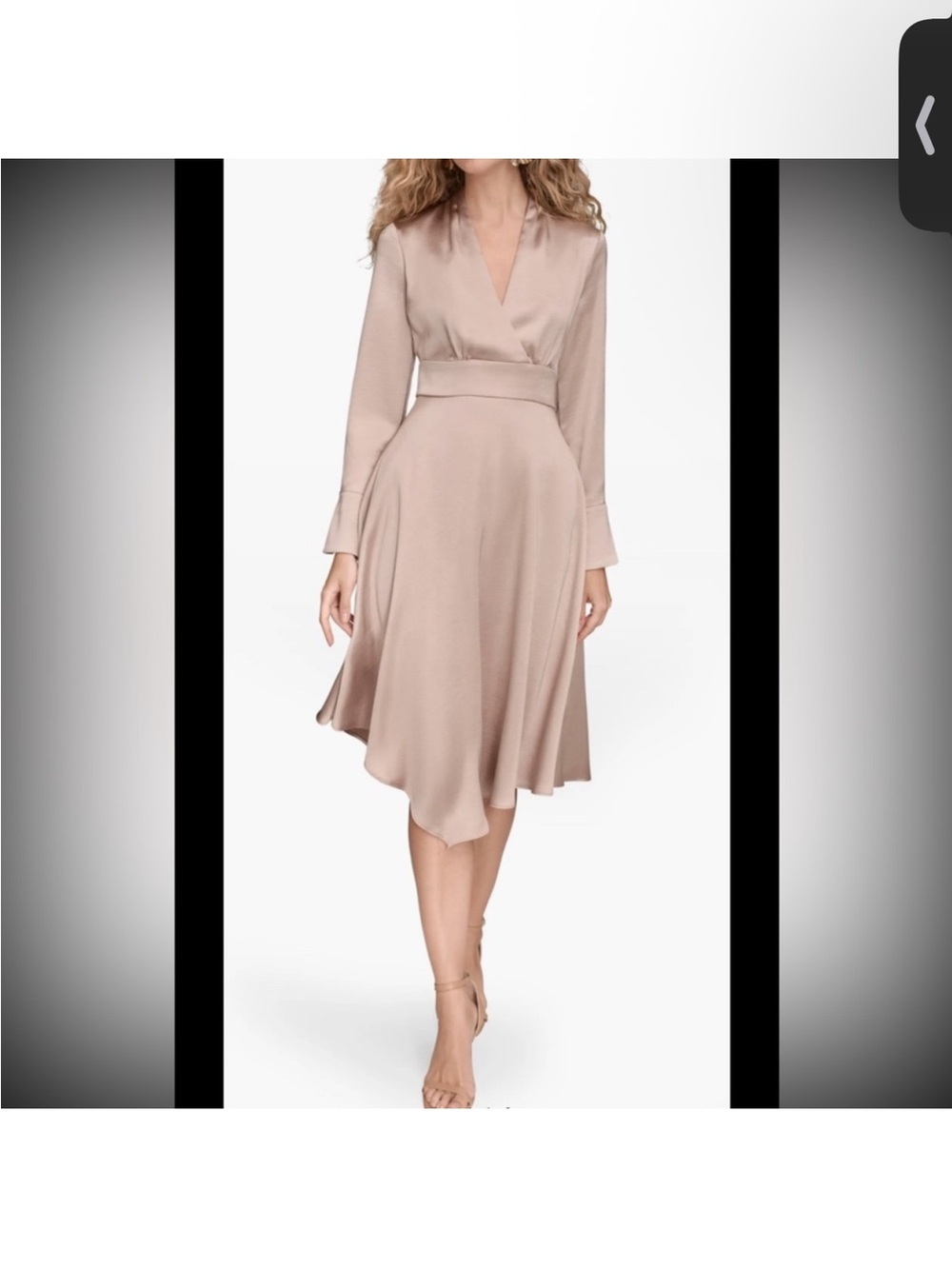 Donna Karan Taupe Wrap Midi Dress